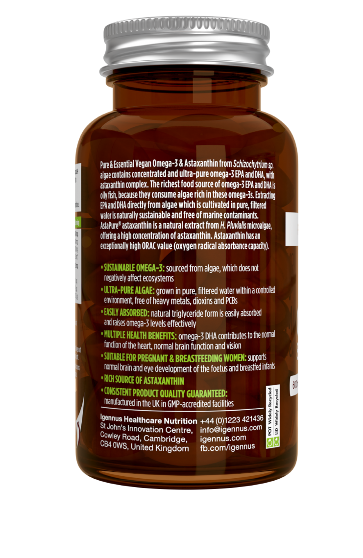 Pure & Essential Vegan Omega-3 & Astaxanthin 60's