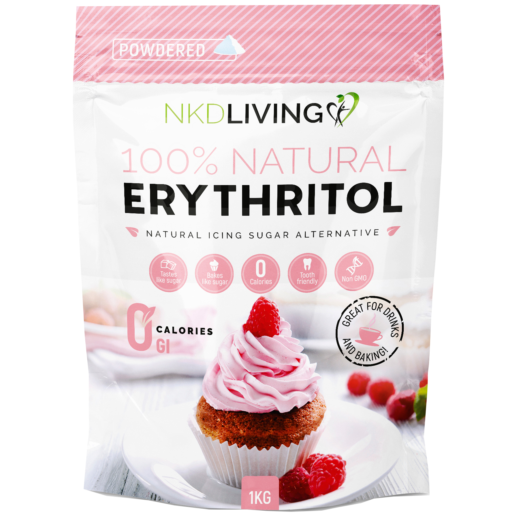 Erythritol Natural Sugar Alternative Powdered 1000g (PINK)