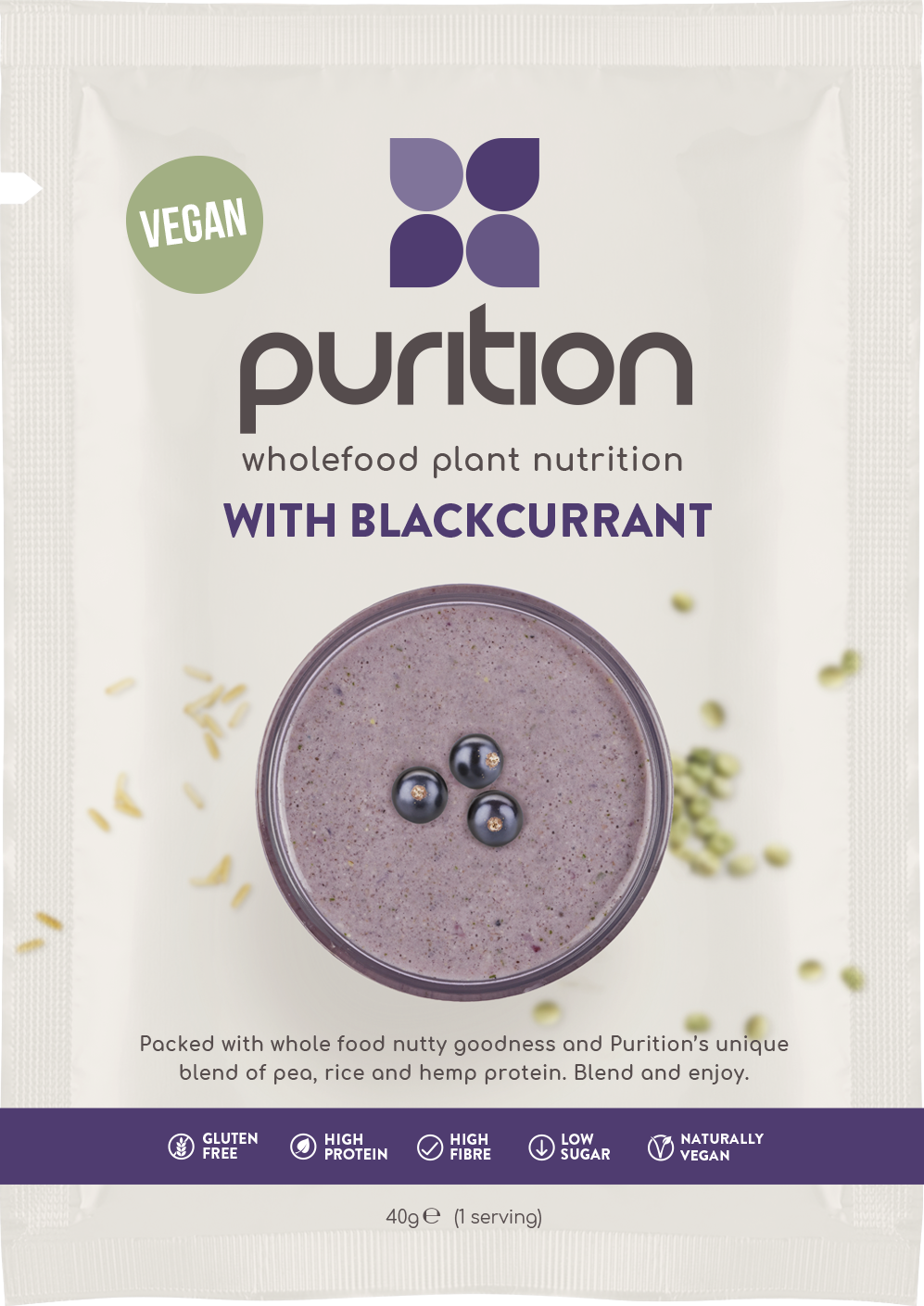 VEGAN Wholefood Plant Nutrition With Blackcurrant SINGLE SACHET 40g